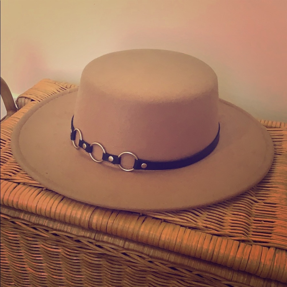 Tan Flat Brim Hat